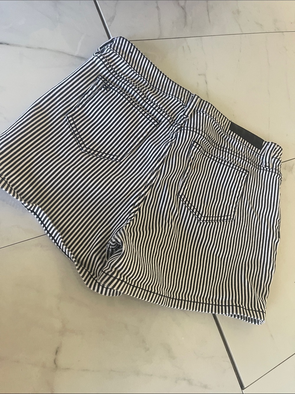 Blackheart Black & White Vertical Stripe High-Rise Shorts